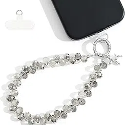 Crystal Phone Wrist Strap Phone Charm Chain Keychain Beaded Cellphone Lanyard with Tether Tab Hands-Free Wristlet Bracelet Wrist Grip Strap for Women-image-6