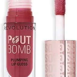 Revolution Beauty, Pout Bomb Plumping Lip Gloss, High-Shine for Glossy, Fuller & Plump Lips with Hyaluronic Acid & Peptides, Vegan & Cruelty-Free (Wild Mauve Pink, 4.6ml) image 1