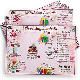 UltPult Tambola Happy Birthday Tambola Tickets - Birthday Celebrations Theme Housie Bingo Cards with Party Designs, Printed in English (Set of 15 Tickets)-image-86