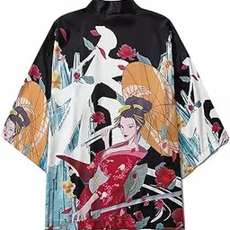 Fashion Kimono，Mens Japanese Kimono Cardigan Loose Printed Blouse Jacket Beachwear,PhotoColor-XXLarge-image-6