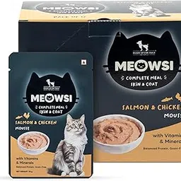 Meowsi by HUFT Skin & Coat Salmon & Chicken Mousse Cat Wet Food - 70 gm | Pack of 6 | Omega-3 & Protein-Rich Meal for Persian & All Breeds | Supports Healthy Fur, Skin, Digestion & Hydration-image-14