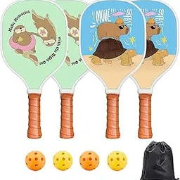 SAZ DEKOR 4Pcs Pickleball Paddles 4 Balls Gift Pickleball Rackets for Outdoor Practice Blue Green-picture-65