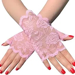 seeksmile Women Lace Bridal Half Fingerless Gloves-picture-54