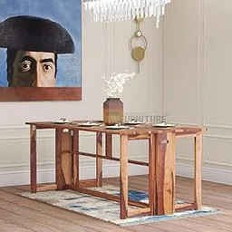 KINGWOOD FURNITURE Seoul Foldable Dining Table in Solid Sheesham Wood Size: 175 x 85 x 75 cm (Honey 6 Seater)-image-58