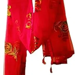 Dupatta with embroidery work | Radhe Radhe print dupatta | Red chunri with Radhe print for women's (Color: Red)-picture-38