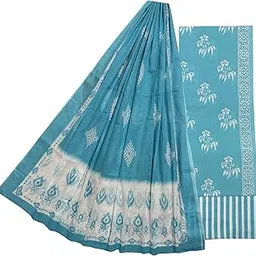gk fashion Dress Material for Women's Block Print Cotton Fabric Unstitch Salvar Dupatta Suit Set (BT 274 Blue)-picture-27