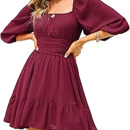 patlani Western Dresses for Women |Square Collar OR Off Shoulder Wearing Dress | Midi Western Dress for Women.-picture-21