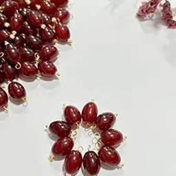 Oval Shape Glass Hanging Beads 8mm for Jewelry Making, Necklace, Earring, Bracelet, Embroidery, Dress and DIY Kit (Pack of 100 Pcs.) (Maroon)-picture-15