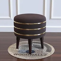 Amazon Brand - Umi Velvet Upholstered 3 Strip Stool Ottoman- Sofa Side Stool Small Ottoman Footrest Stool Makeup Chair- Century Modern Vanity Stools for Bedroom and Living Room (Brown)-image-39