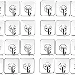 Adhesive Wall Hooks, Transparent Plastic, Flower Shape, Modern Style, Heavy Duty, Waterproof, No Drilling, Pack of 40, Holds Up to 5kg, for Kitchen-picture-25