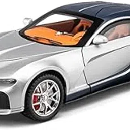 1:24 Bugatti Atlantic Model Zinc Alloy Diecast Metal Pullback Openable Doors Toy Cars with Flashing Light and Musical Sound Toy Vehicle for Kids - Silver Blue-picture-10