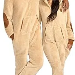 tipsy elves Christmas Sherpa Jumpsuits - Fuzzy Lined One Piece Jumpsuit for Adults-picture-34