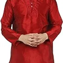 amazon brand - anarva Men’s Art Silk Kurta with Embroidered Placket – Festive-picture-38