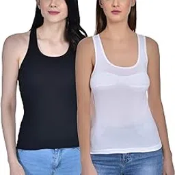 aimly Women's Cotton Sleeveless Camisole Slip Spaghetti Pack of 2-picture-46