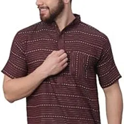 aarsha Violet Printed Cotton Men's Short Kurta image 1