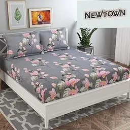 NEW TOWN Gold Fitted (Elastic) Bedsheet with 2 Pillow Covers AQ211-picture-26