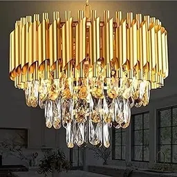 MSM Gold Crystal Chandeliers 400mm, Modern Dining Room Chandelier Round K9 Crystal Pendant Light Fixtures for Entryway Foyer Stairwell Living Room-image-87