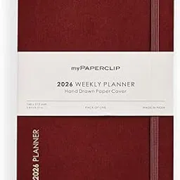 myPAPERCLIP 2026 Weekly Planner | A5 Size | Soft Cover | 192 Pages, 80 GSM | Flat Lay | Yearly Calendar, Monthly Overview & Weekly Planner Layout | Imperial Claret-picture-12