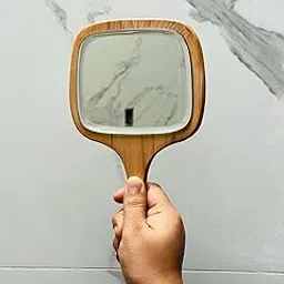 PERFECT WOOD ART Oval Hand Mirror - Brown, 8.7" x 3.9cm, Tabletop Mount, Wooden Frame-image-86