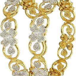 youbella Jewellery Traditional American Diamond Wedding Gold Plated Bracelet Bangle Set for Girls and Women (2.6)-picture-24