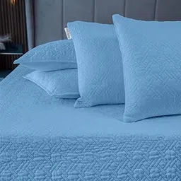 HOME PRIDES | 100% Cotton 5 Pcs Quilted Bed Spread | King Size 90inch x 104inch | Oeko Tex Certified | 150 GSM Cotton Filling | Hexa Weave | Air Blue-picture-34