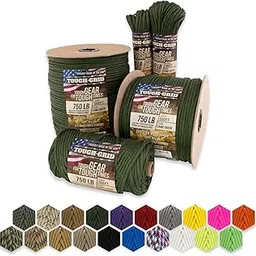 TOUGH-GRID 750lb Camo Green Paracord/Parachute Cord - Genuine Mil Spec Type IV 750lb Paracord Used by The US Military (MIl-C-5040-H) - 100% Nylon - 200Ft. - Camo Green-picture-26