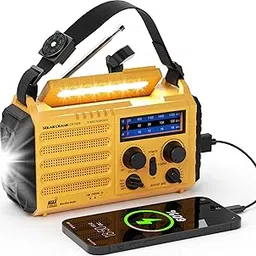Emergency Alert Weather Radio,Solar Hand Crank Rechargeable Battery Operated Radio,Portable AM FM NOAA Shortwave Radio with LED Flashlight,Power Bank Phone Charger,Reading Lamp,SOS Alarms for Survival-image-45