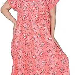 osf Women's Nighty Printed Cotton Floral Maxi Round Neck Full Length Nightwear Night Gown (Pack of 1, NW0376)-picture-26