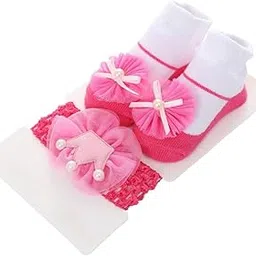 syga Baby Rose Flower Hairband & Shoes Set Soft, Comfortable Fit for Ages 0-6 Month-old's | Ideal for Newborns & Toddlers-picture-21
