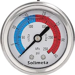 Solimeta 2" Dial Pool Filter Pressure Gauge, Glycerine Filled Pressure Gauge, Water Pressure Gauge, 304 Stainless Steel Case,1/4" NPT Center Back Mount-picture-23