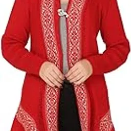 pipasa Women Ladies Girls Winter Wear Woolen V-Neck Open Front Longline Hem Long Sleeves Shrug-picture-50