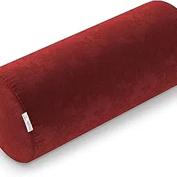MY ARMOR Memory Foam Orthopedic Round Bolster Bed Pillow | for Neck, Shoulder, Leg & Back Support & Pain Relief | Washable Premium Velvet Cover with Zip | Maroon, Large Size - 25" x 9" x 9"-image-0