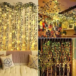Nisco DIY 10 Mtr -100 Led Fairy String Lights and 4 Pcs 7 Ft Artificial Ivy Vines (28 Ft Total) - Perfect for Wall, Room, Wedding, and Festival Decorations-image-16