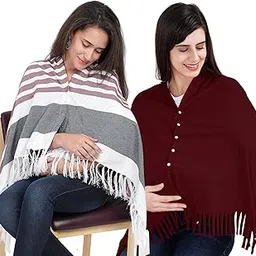 Lulamom Multi-Purpose Nursing Covers - Breathable Cotton for Feeding Moms | Feeding Nursing Cover | Baby Apron, Pregnancy Gift Item for Mothers | Pack of 2 Breastfeeding Shawls-image-22