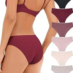 louryn koulyn Mid Waisted Underwear for Women Seamless Panties Bikini High Cut No Show Sexy Cheeky Panties 6 Pack-picture-44