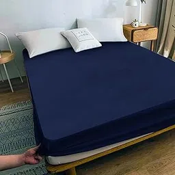 Kitten Bite Mattress Protectors,Gadda Cover,100% Cotton&Waterproof,Premium Cotten Feel,Breathable and Hypoallergenic Ultra Soft Fitted(72x78Inches) Dark Blue-picture-32