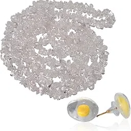 Natural Clear Quartz Necklace/Sphatik Mala with Earring Set for Reiki Healing and Crystal Healing Stone (Color : Clear)-image-77