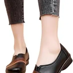 rioxs Womens Loafer Flats Shoes Comfortable And Supportive Slip-Ons Uniform Formal Shoes With Low Block Heel For Work Business And Casual-picture-31