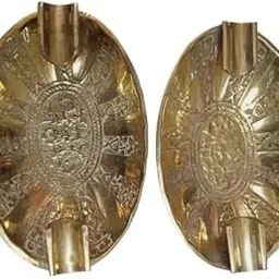 Decorative Antique Brass Ashtray Hand Engravings Two Cigrette Rest for Centre Table-Office Decor-Home Use (Pack of 2)-picture-68