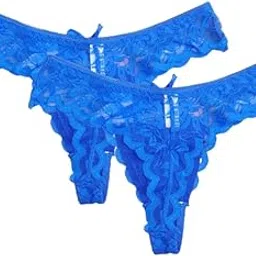 Women’s Floral Lace Thong | Soft Stretchy | Sheer Net S/M/L Pack of - 2 Women and Girls Panty-image-17