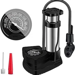 SHETAPRIDE Portable High Pressure Foot Air Pump | Cycle Pump for Bicycle and Bike | Heavy Compressor Cylinder with Pressure Gauge Floor Pump for Motorbike for Cars, Bicycle, Football (Black)-picture-25