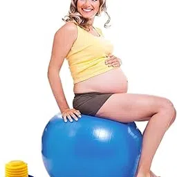 Juzr Anti-Burst Rubber Gym Ball with Free Foot Pump | Round Shape Swiss Ball for Exercise, Workout, Yoga, Pregnancy, Birthing, Balance & Stability, 65 cm, (Blue)-picture-15