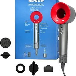 Newow Supersonic Leafless Magnetic Nozzle High-Speed Hair Dryer with 5 Attachments, High-Speed, Low Noise, Cool-Warm Alternating, and Thermo-Control Hair dryer for Women and men at Home and in Travel. (Vermilion Red)-picture-33