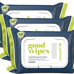 Goodwipes Flushable Butt Wipes, Cedar Scent, Biodegradable with Botanicals, Dispenser for At-Home Use, with Aloe, Septic and Sewer Safe & Never Dries Out, 180 Count (3 Packs of 60)-picture-54