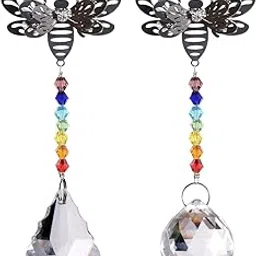 longsheng Set of 2 Crystal Glass Bee Suncatcher Hanging Rainbow Maker Ball Prisms for Window-picture-52