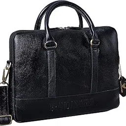 brand leather Genuine Leather Laptop Bag for Men/Office | Fits 14|15.6|16 Inch MacBook | Shoulder Straps | Crossbody Messenger-picture-38