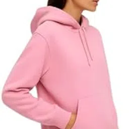 Women’s Solid Pink Hoodie Sweatshirt – Soft Cotton Pullover with Kangaroo Pocket and Drawstring Hood for Winter Casual Use-picture-16