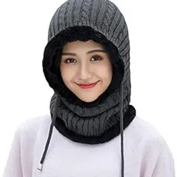 wildcard india Combo Beanie Warm Cap and Scarf Soft Snow and Air Proof Fleece Knitted Cap (Inside Fur) Woolen Beanie Winter Cap with Scarf for Girl Women-picture-15