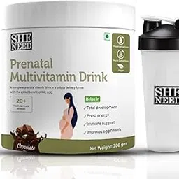 SheNeed Plant Based Postnatal Multivitamin Drink With Fenugreek Extract, Fennel, Folic Acid, and Calcium for Hormonal Balance, Lactation Support & Postpartum Recovery for Women- 300gm image 1