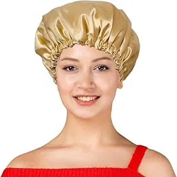 slymet | Extra Large Double-Layer Satin Hair Bonnet for Sleeping, Frizz-Free Silk Night Cap for Curly and Long Hair, Elastic Satin Sleep Cap for Men and Women (IN, Alpha, Free Size, Beige)-picture-42